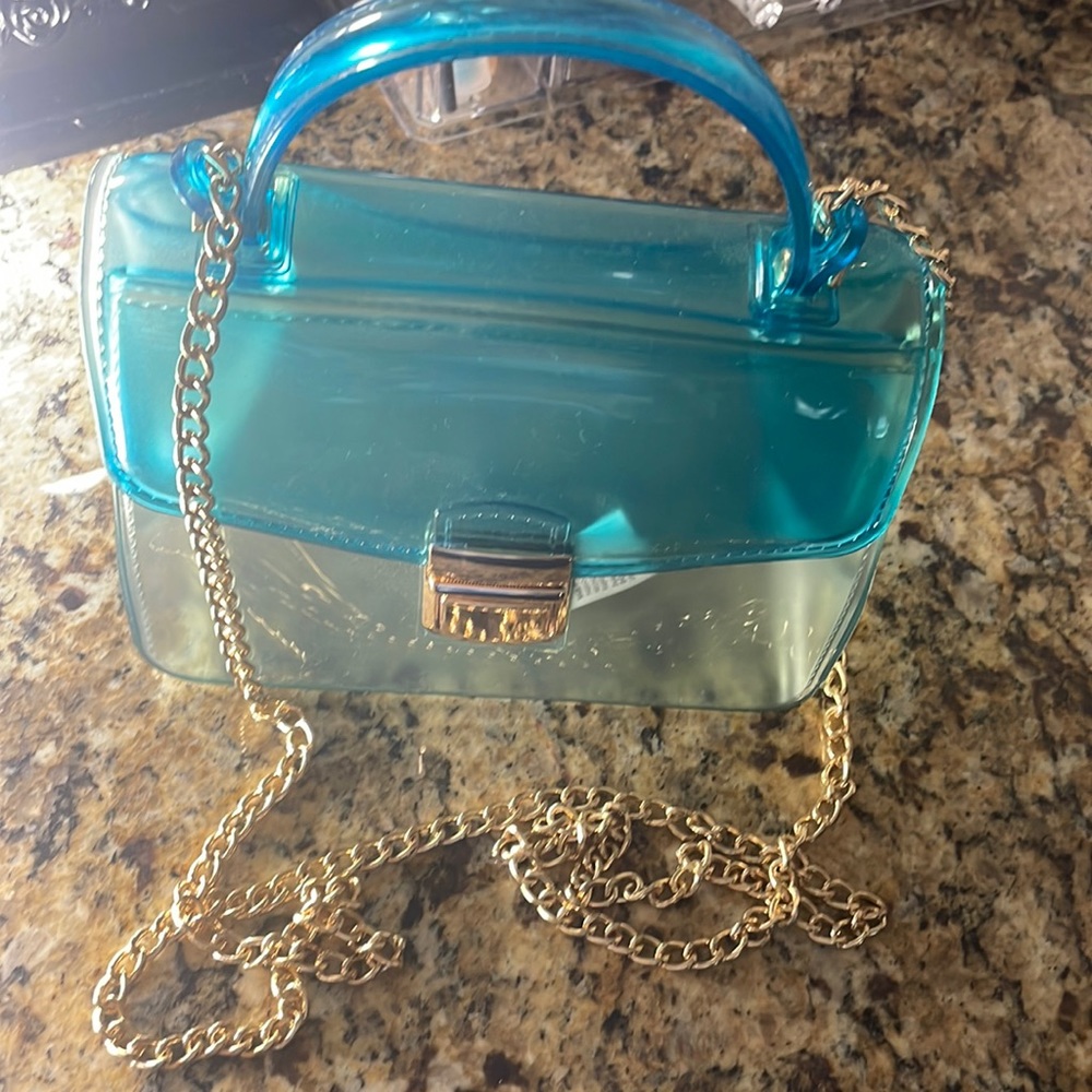 Clear bag with tint of blue
